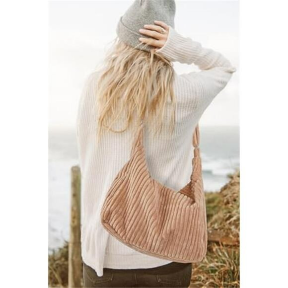 Women Corduroy Hobo Bag Adjustable Strap Shoulder Bag Crossbody Bag - Picture 2 of 7